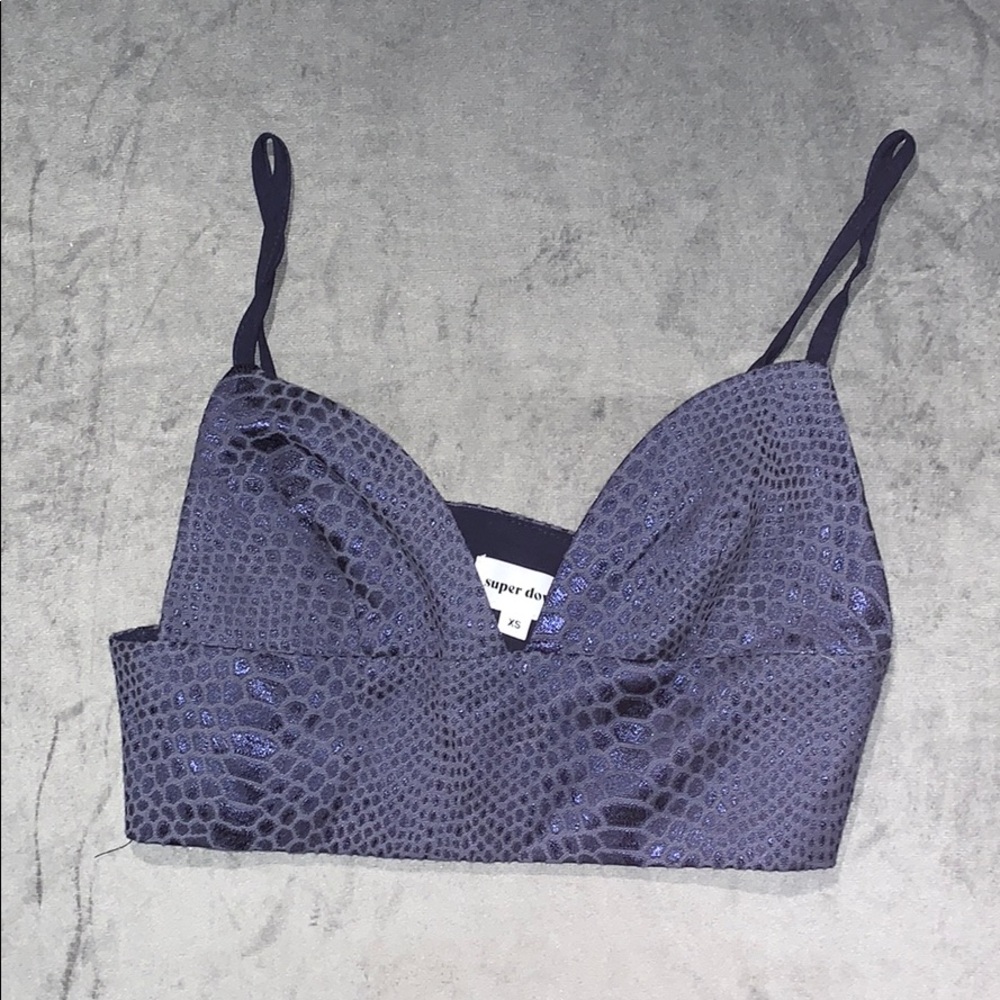 SuperDown XS Navy Snakeskin crop top